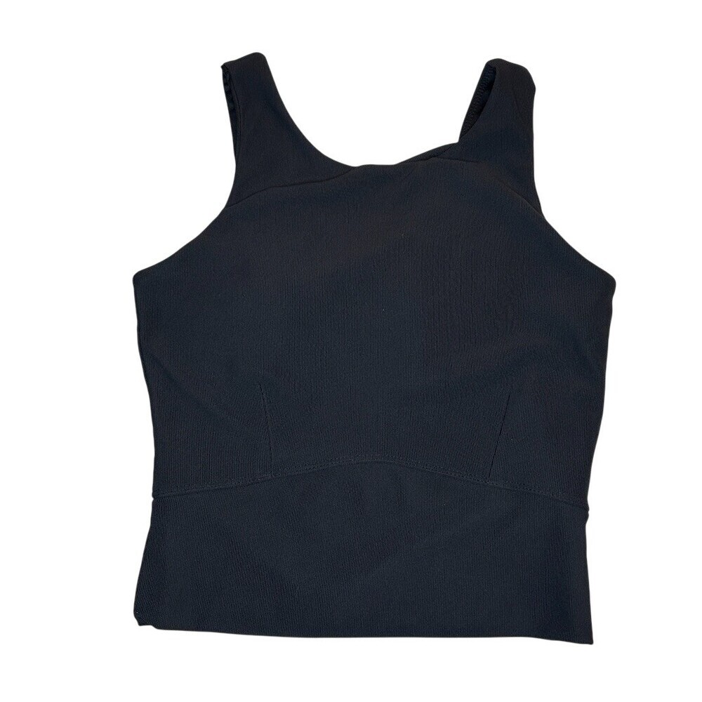 Move Theology Sports Bra Tank Top Womens M Black Criss Cross Back Longline